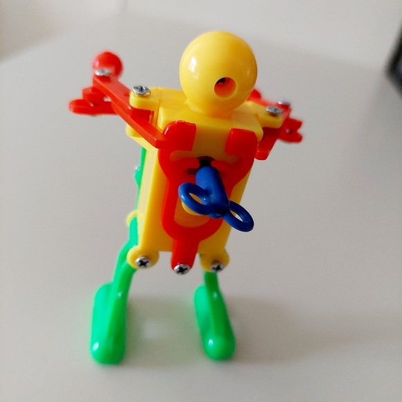 3.5" Fun Wind-up Dancing Walking Robot Toy Red Green and Yellow. Makes a great - Picture 3 of 11